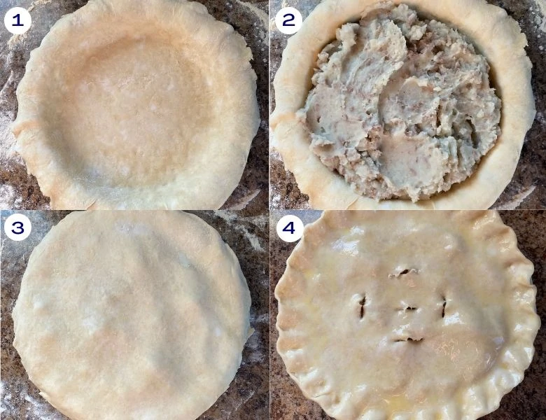 Recipe steps on how to assemble the pie.