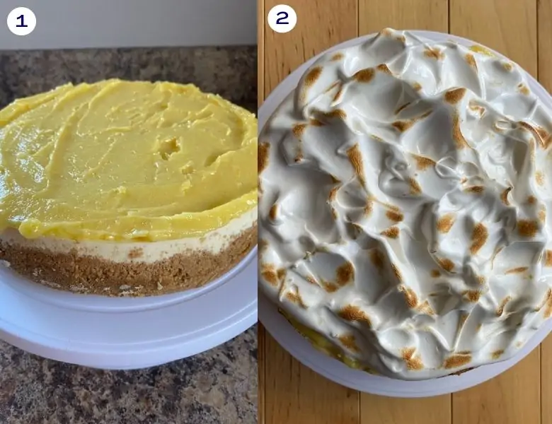 Lemon meringue cheesecake assembly steps