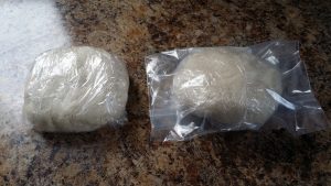 2 balls of pie dough - 1 ready for the freezer and 1 to chill in the refrigerator.
