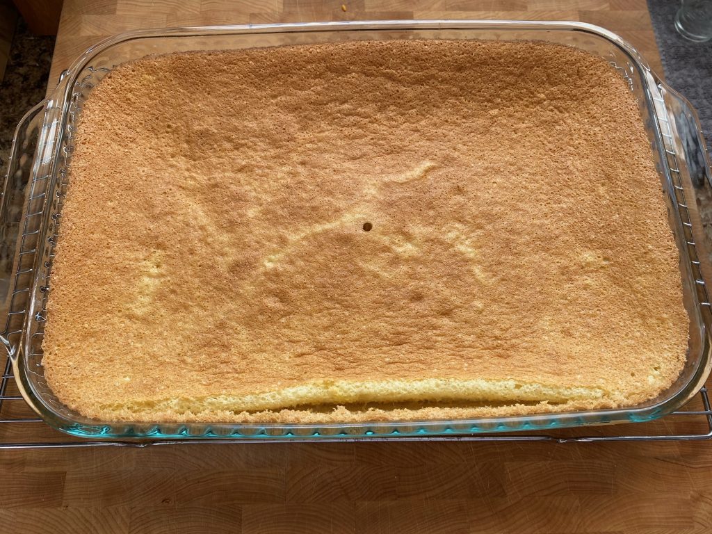 Cake after it has been cooled at room temperature.