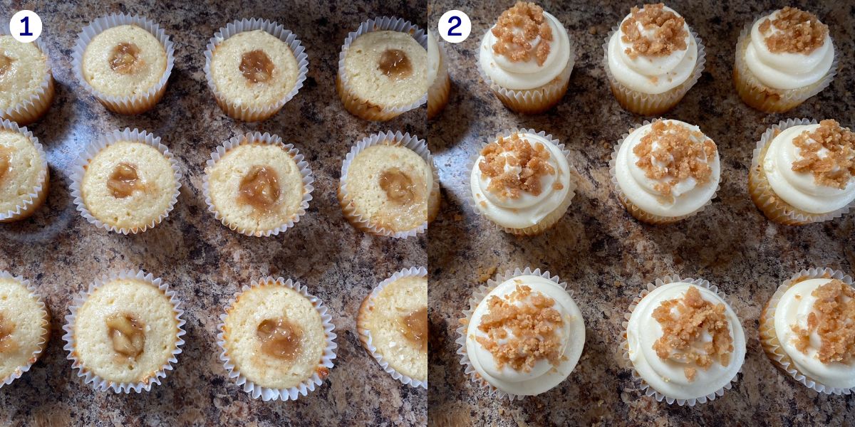 Instructions for making apple crisp cupcakes.