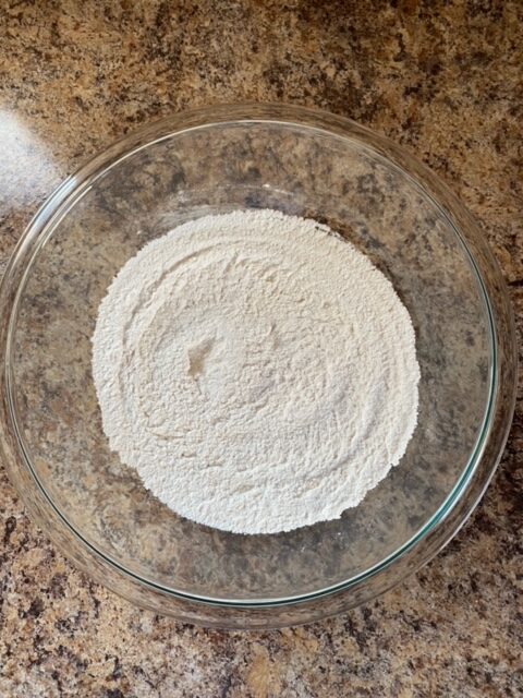 Pie crust dry ingredients in a small bowl. 