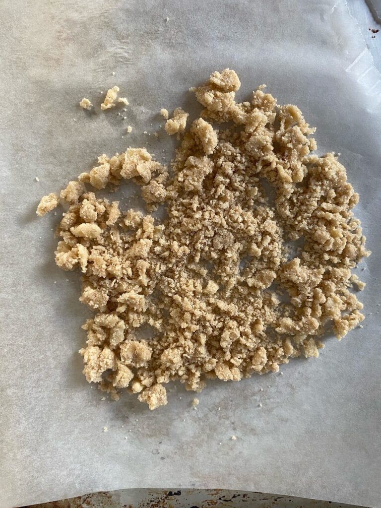 Crumble after being in the oven for a few minutes.