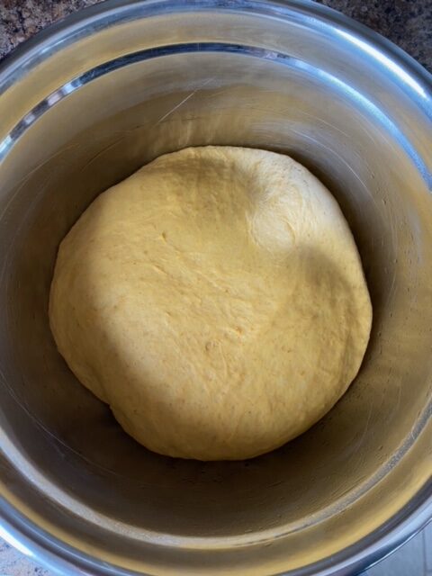 Dough has risen until doubled in size.