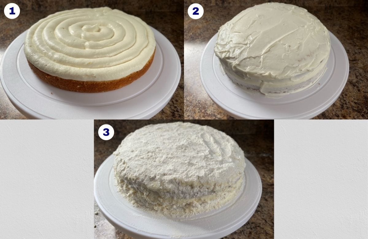 Lemon Italian Cream Cake Assembly Steps.