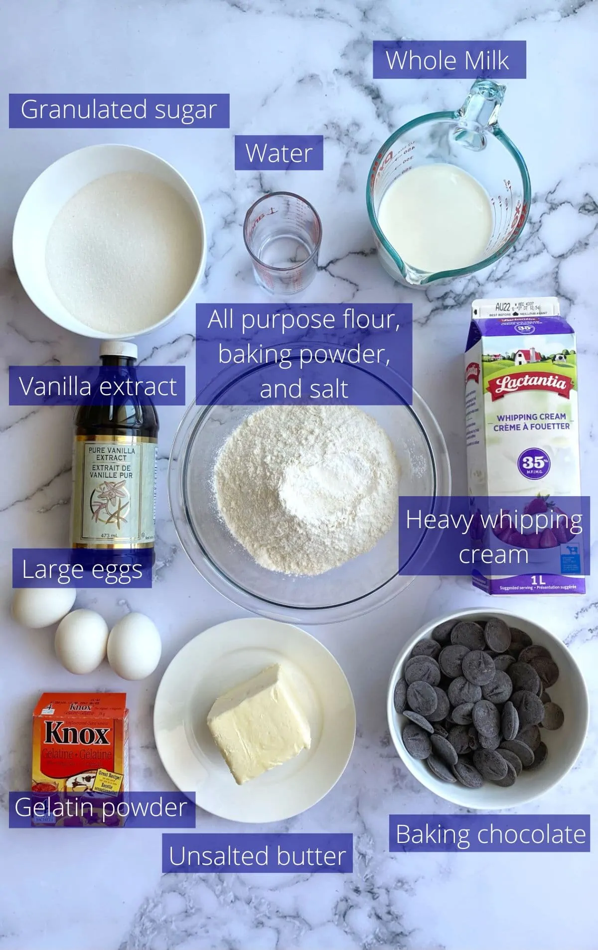 Ingredients needed to make this cake.