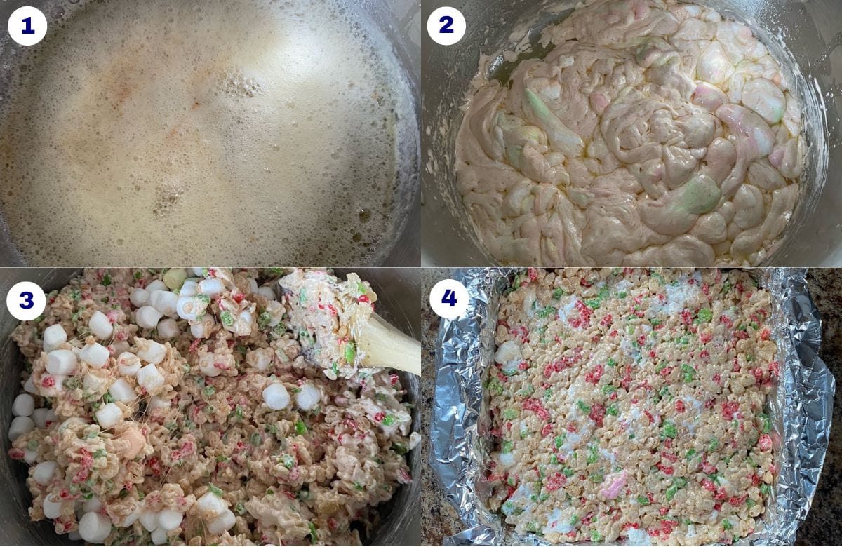 Instructions for making Christmas Rice Krispie Squares.