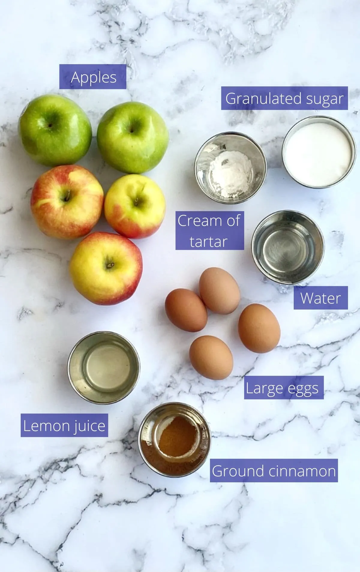 Ingredients needed to make Irish apple amber pie.