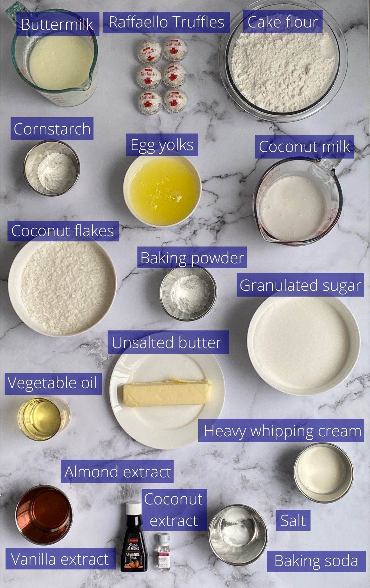 Ingredients needed to make this cake.
